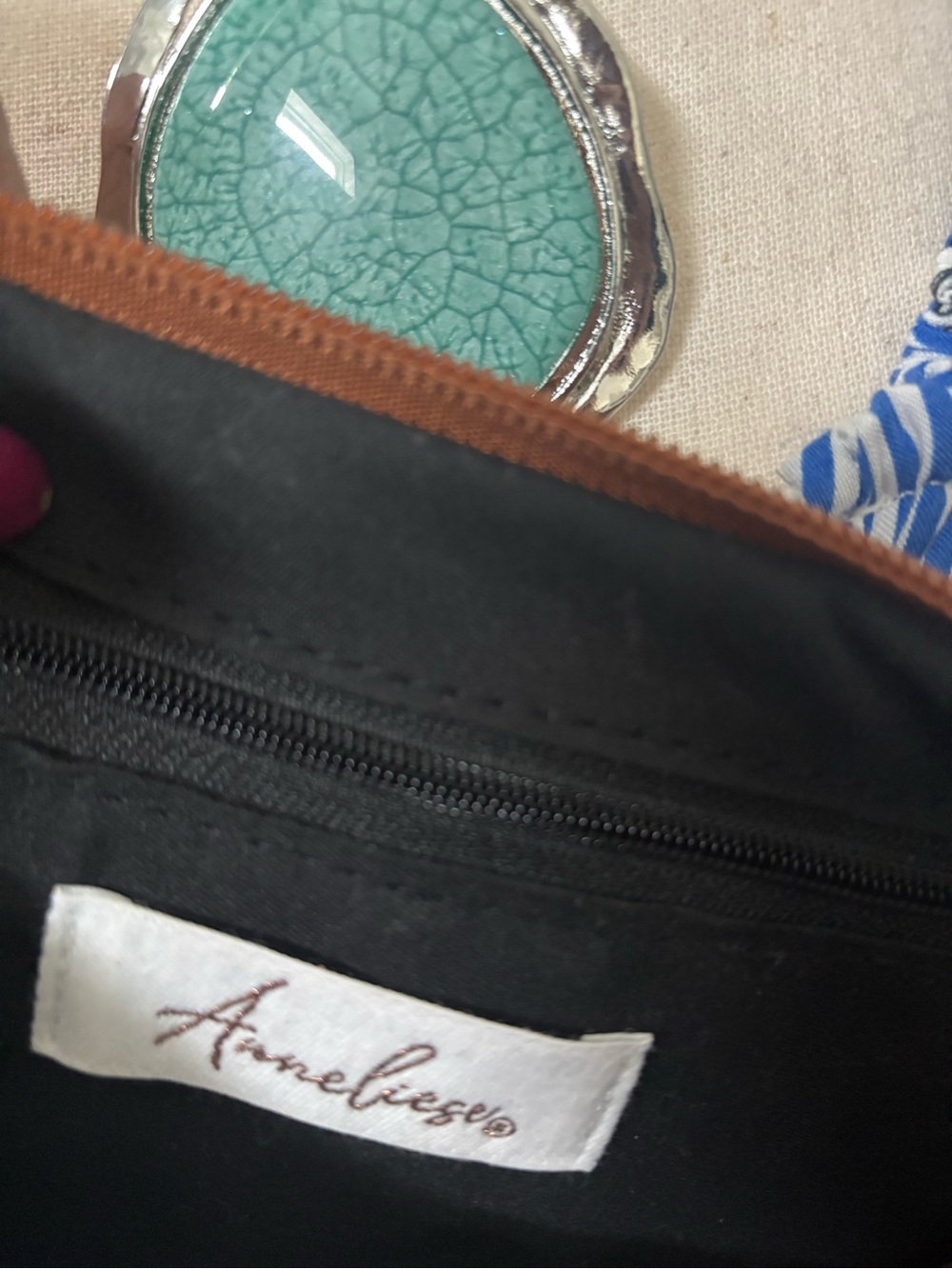 Embossed Faux Leather Look Purse wi/ Faux Turquoise Stud Accents Final Sale - Picture 10 of 10